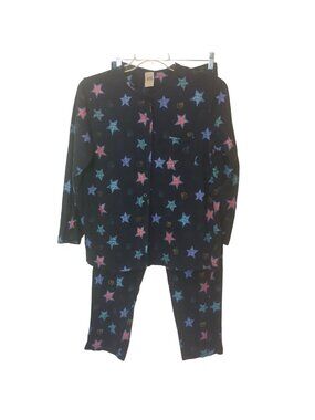 High Sierra Womens Star Print Pajama Set M Cotton Blend Navy #D-27